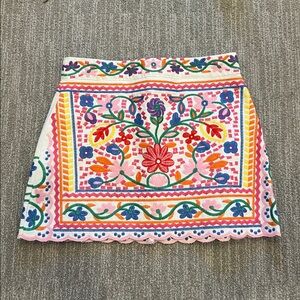J. Marie Morgan Embroidered Mini Skirt